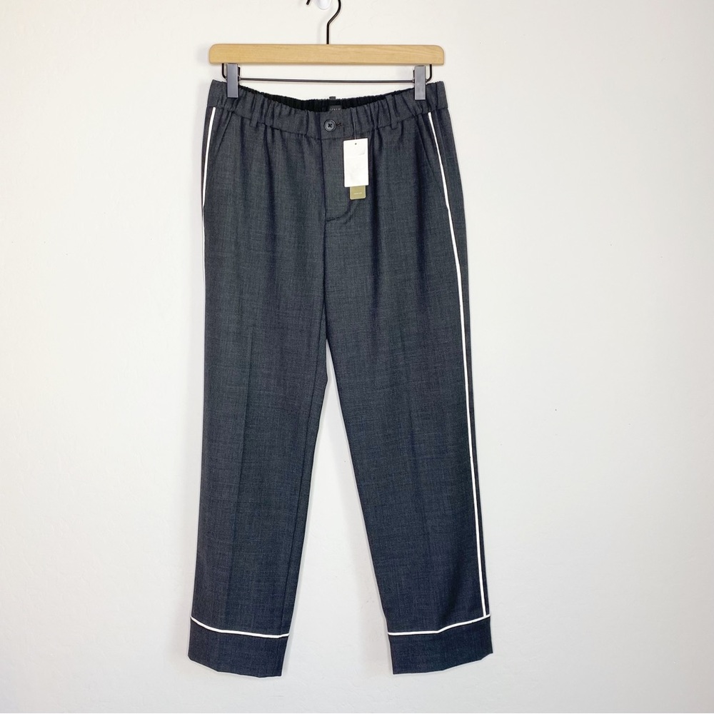 J Crew Wool Blend Piping Trimmed Pants Gray Size 2 NWT
